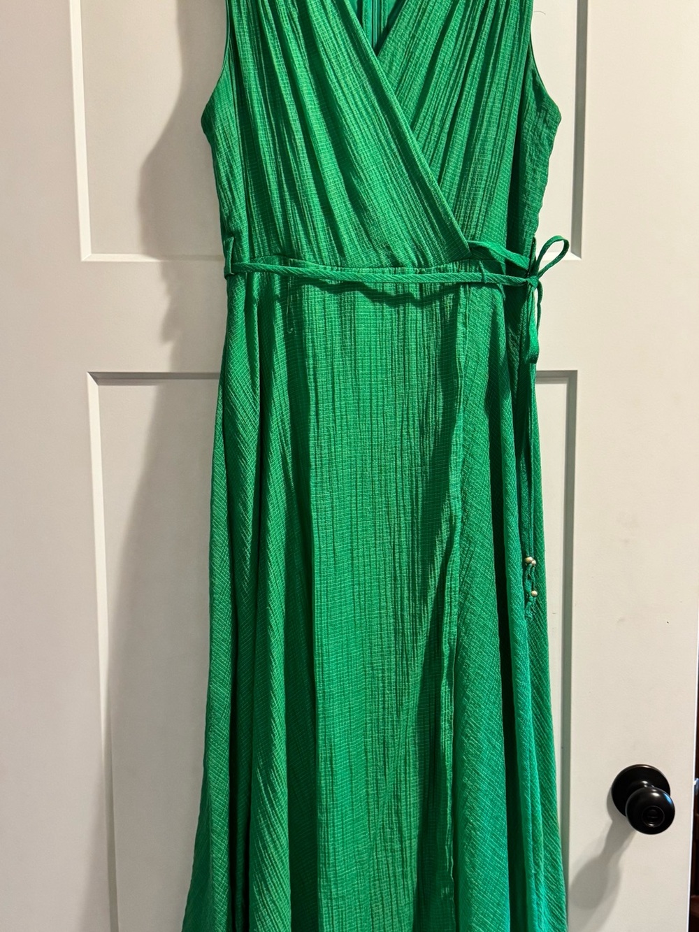 Calvin Klein Bright Green Wrap-Style Maxi Dress